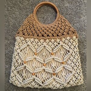 Target Tan and Cream Macrame Hand Bag